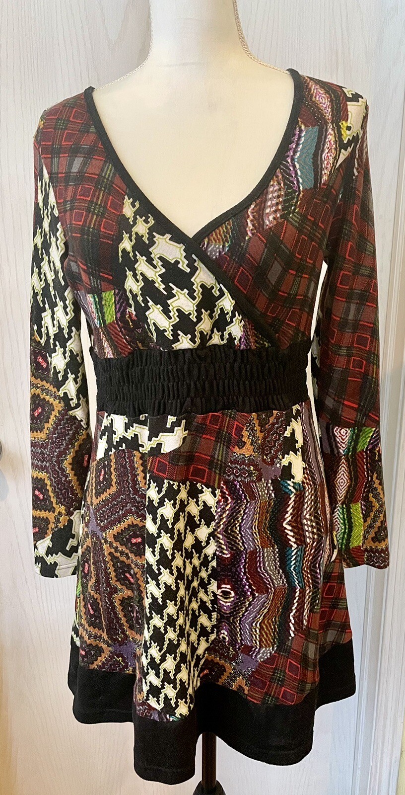 Just Funky Wrap Dress Women’s M Multicolored Bout… - image 1