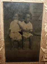 1930s Vintage Faux Tintype African American Children Photograph ID