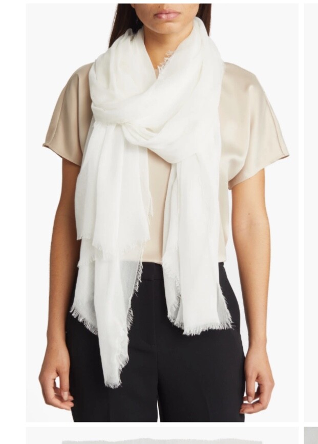 NORDSTROM Modal Silk Cross-Dye Scarf Wrap Snow White Chic