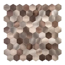 Tile Backsplash with Antique Look - (Hexagon Copper Backsplash Peel and Stick...
