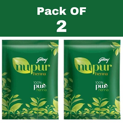 2 X Godrej Nupur 100% Pure Henna Powder for Hair Colour (Mehandi