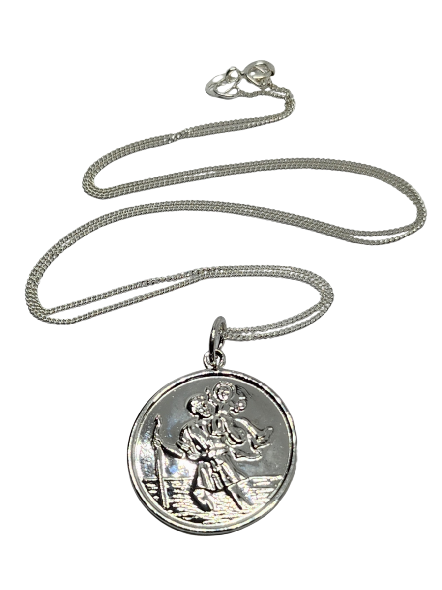 Collana con ciondolo in argento 925 San Cristoforo protezione da viaggio gioi