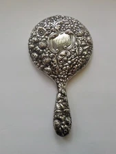 19th C. Gorham Art Nouveau REPOUSSE  Sterling Silver Hand Mirror