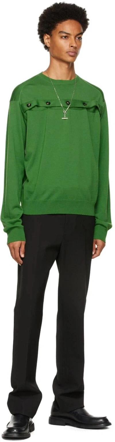 Bottega Veneta Green Button Detail Knitted Wool Sweater Size L Regular Fit