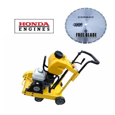 Cormac floor saw, water tank 5.5Hp Honda GX160. Includes 1x14'' concrete blade