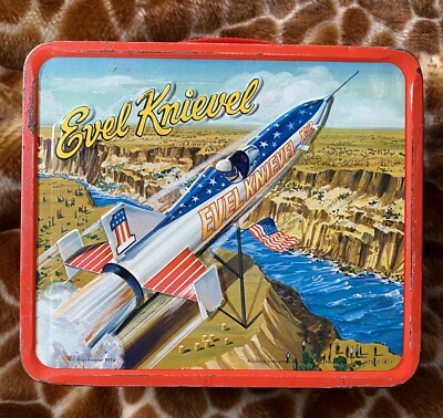 1974 EVEL KNIEVEL Stunt MOTORCYCLE Daredevil Metal Lunchbox