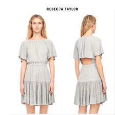 NEW Rebecca Taylor Women’s Gray GATHERED JERSEY DRESS Size Small