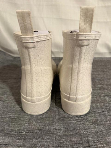 NIB HUNTER WOMENS PLAY SHORT STARCLOUD SHADED WHITE SZ 8 RAIN BOOT SPARKLE LINED - Picture 8 of 14
