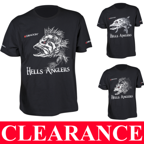 Fishing T-SHIRT PIKE PERCH ZANDER HELLS ANGLERS 100% Cotton BEST QUALITY TACKLE - Afbeelding 1 van 4