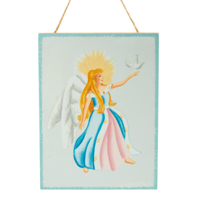 Bulk Lot of 6 Angel with Dove Wooden Canvas 6''x8'' Wall Art Hangings