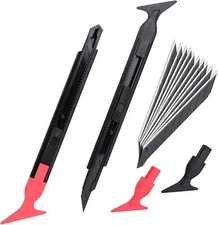 2 in 1 Vinyl Wrap Cutter Knife & Wrap Stick Squeegee Dual Heads 30° Blade Razor