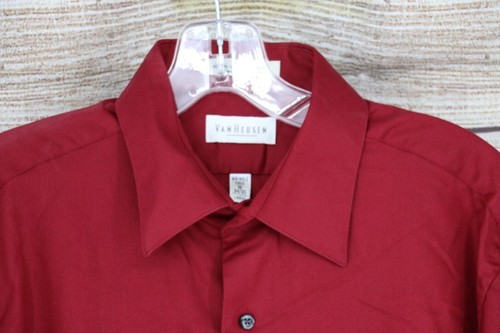 Van Heusen Mens Sz 16 34/35 Button Up Long Sleeve Wrinkle Free Lux Sateen Shirt - Picture 2 of 7