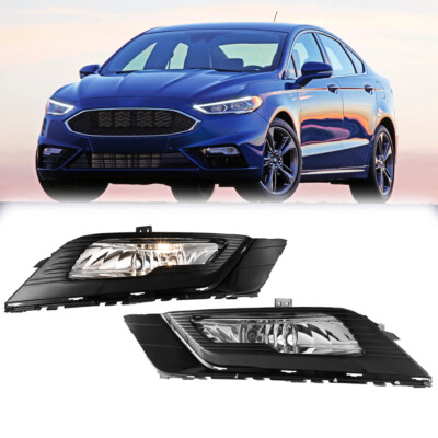 For 2017-2018 Ford Fusion Fog Lights w/Bezels+Wiring+Switch Kit Clear Lens PAIR
