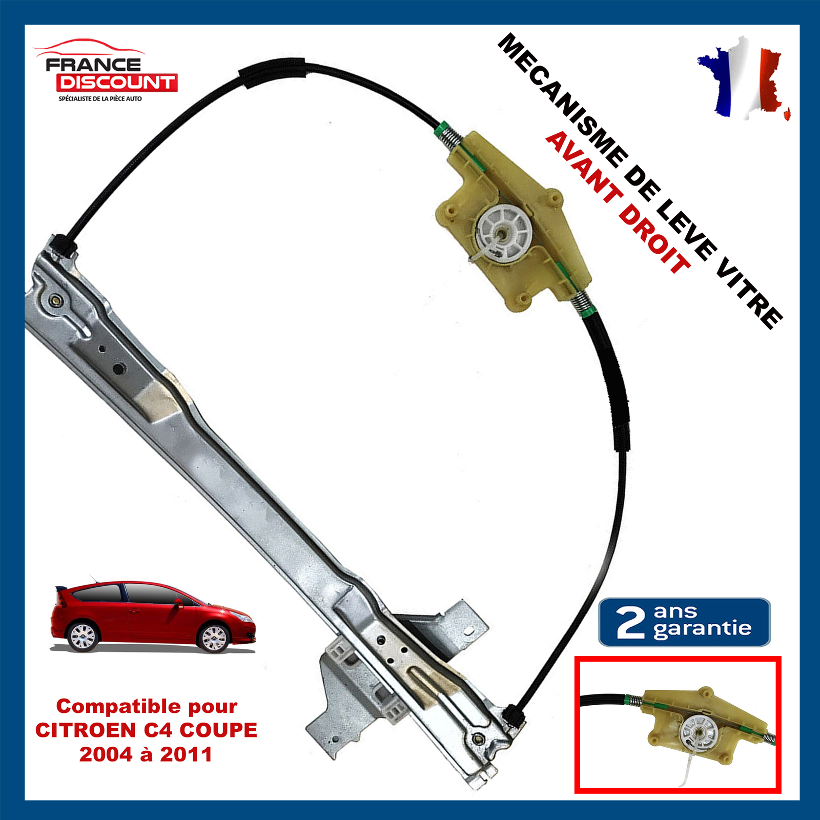 Lève-vitre électrique Citroën C4 Coupé pour modèle 2004-2011 côté avant gauche OEM 9222R1