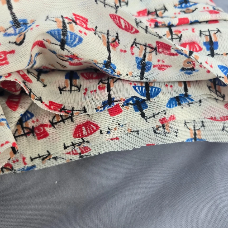 Vintage Knit Fabric 116"x152" Boys Girls Riding Trikes Print Stretches One Way - Image 4 of 4