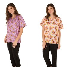 Nickelodeon Nursing Pediatric Character Scrubs Top Doral Light Pink/White S