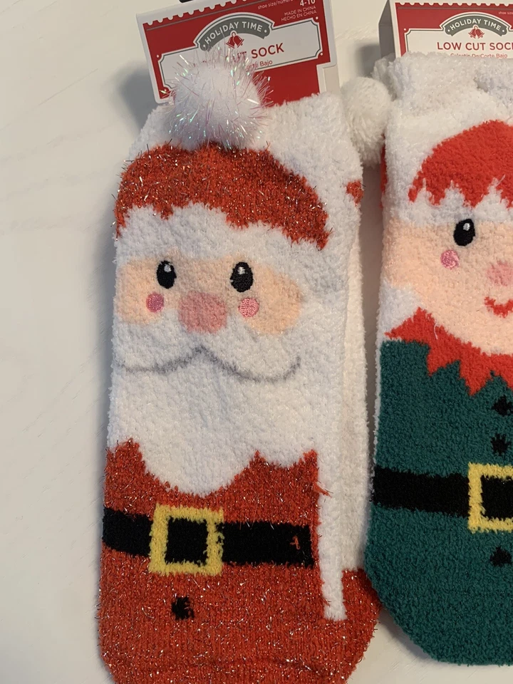 Nuevo con etiquetas Lote de 4 Calcetines de Navidad Difusos Corte Bajo Holiday Time Mujer Talla 4-10 Navidad Foto 2 de 4