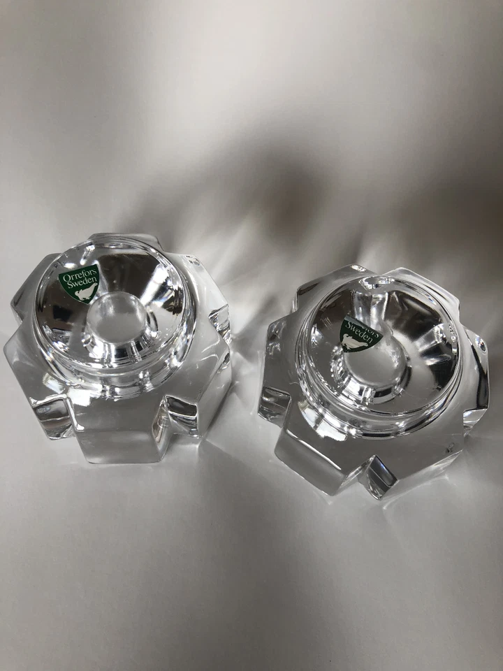 Винтажная пара шведских хрустальных подсвечников Orrefors - Изображение 2 из 3