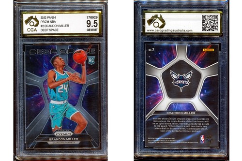 2023-24 Panini Prizm Deep Space #2 Brandon Miller CGA 9.5 - Picture 3 of 3