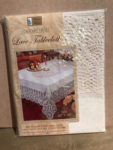 Better Home Crochet Vinyl Lace Tablecloth White, Ivory, Clear NEW - Picture 10 of 13