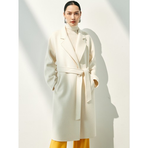 Womens Cashmere Trench Coat Lapel Collae Long Warm Long White Slimming Wool Coat - Picture 20 of 24