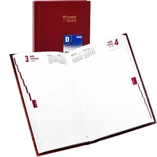 2025 Brownline CB387.RED Daily Planner Diary, Hard Cover, 7-1/2 x 5"