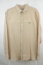 Lacoste Slim Fit Ultralight Beige Cotton Casual Shirt Men's Size: FR 46 XXL