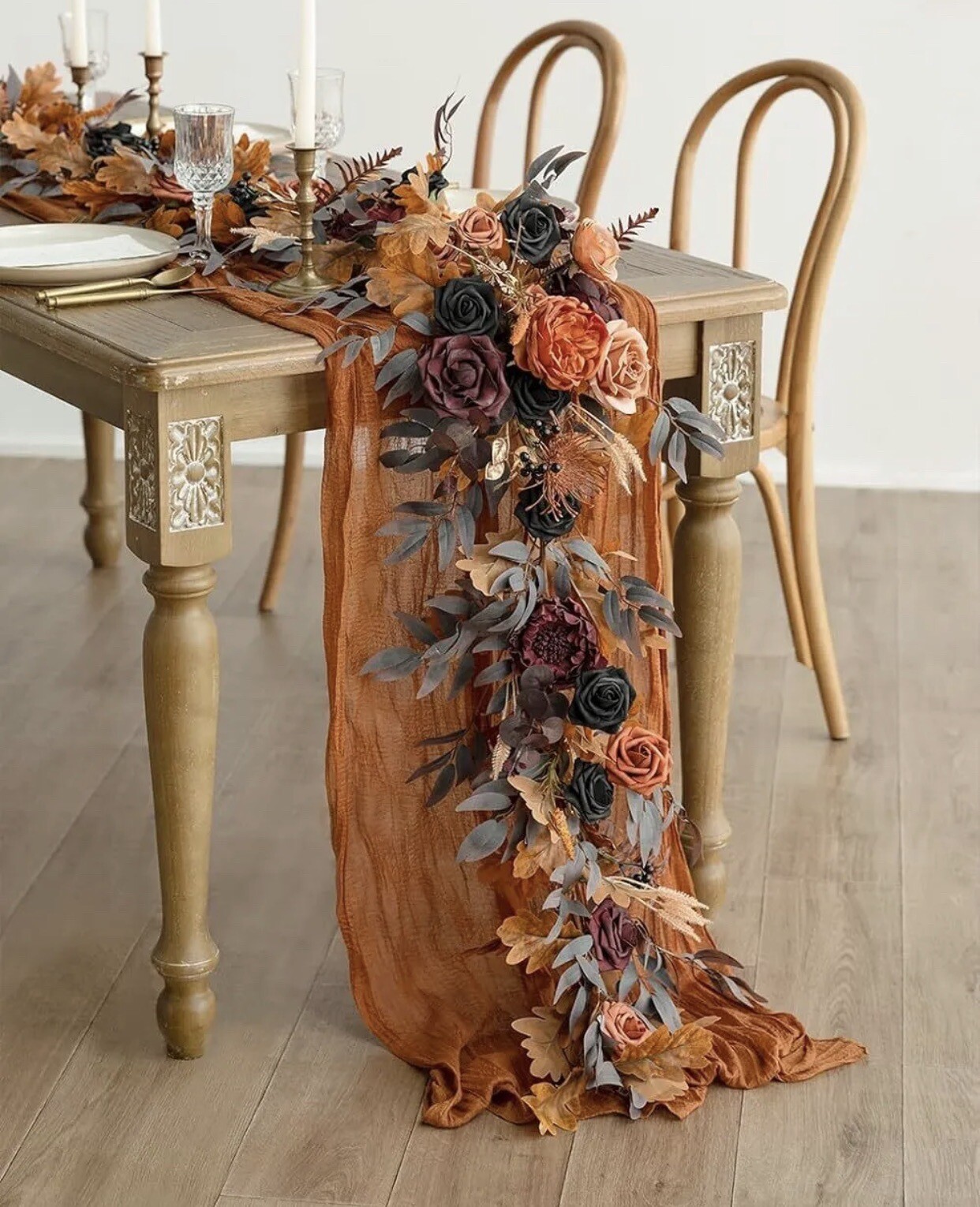 Lings Moment Eucalyptus Garland With Flowers, Halloween, Black And Orange 6ft eBay