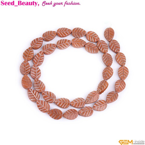 Natural Leaf Double Carved Assorted Gemstone Beads For Jewelry Making 15" 8x11mm - Picture 4 of 90