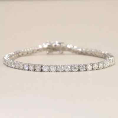 Men's 5.50 Ct Round Cut Lab Grown Diamond Tennis Bracelet Solid 14k White  Gold