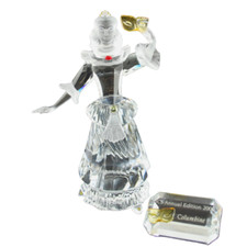 Swarovski Kristall Columbine Figur mit Plakette Maskerade 242032