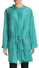 Equipment Silk Hooded Long-sleeve Jacket Mayan Green Nwt $398