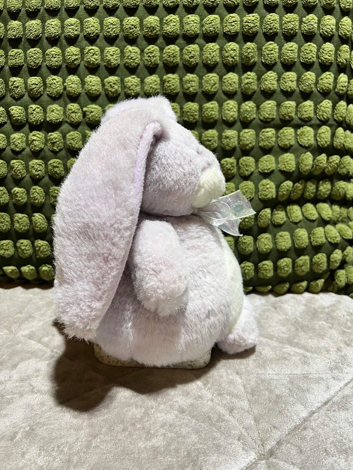 RUSS BERRIE BUNNY RABBIT TEDDY BEAR SOFT TOY POM POM LILAC PURPLE MAUVE EASTER - Image 2 of 4