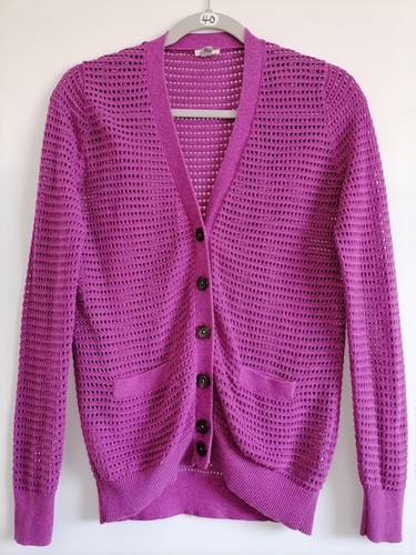 Open Knit Cardigan Sweater Button 