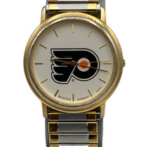 Philadelphia Flyers Bulova Watch Mens Quartz Logo Hockey team Steel case band