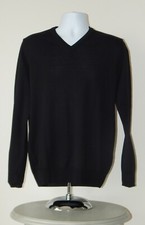 NWT 395 Men ROBERTO CAVALLI EMBROIDERED LOGO WOOL PULLOVER V-Neck Sweater Blk L
