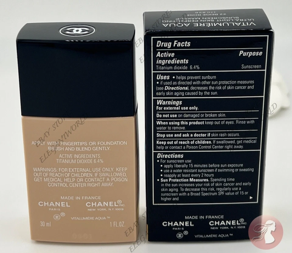 Chanel Vitalumiere Aqua Makeup Foundation Spf 15 - 22 BEIGE ROSE 100% AUTHENTIC - Image 2 of 3