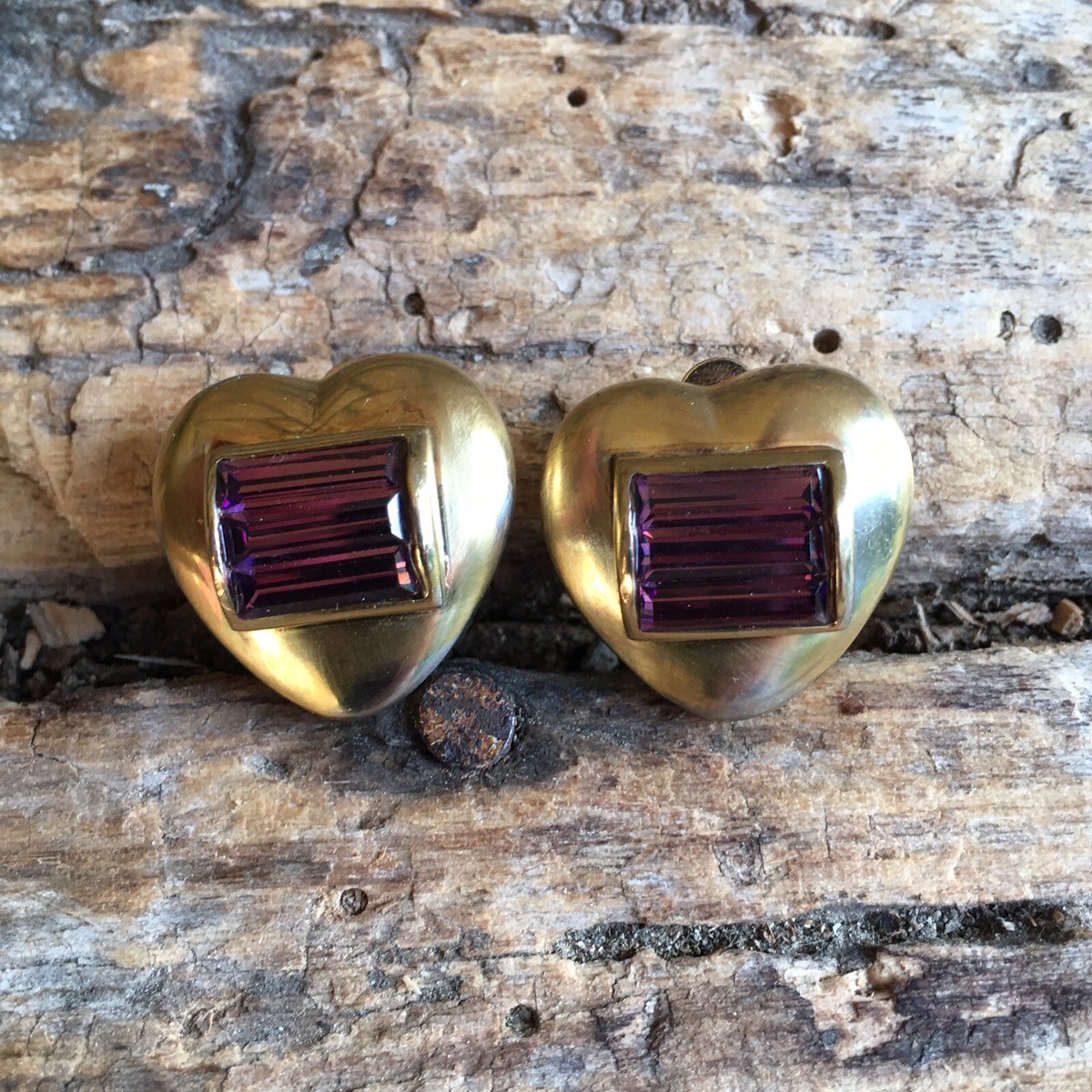Boucles D'oreilles Pendantes Art Déco Signées JAKOB BENGEL Années 1930 - En Résine Dorée Multicolore - Occasion Très Bon état