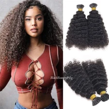 Deep Loose Curly I Tip Human Hair Extension Pre Bonded Microlink Hair 100Strands