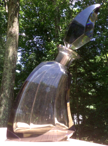 Art Deco Bohemian Karl Palda Glass Geometric Leaning Decanter Bottle w/Stopper - Picture 6 of 9