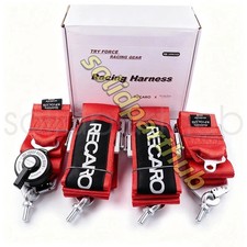 Red Recaro 4 Point 3 Racing Seat Belt Quick Release Seatbelt Snap-on Harness