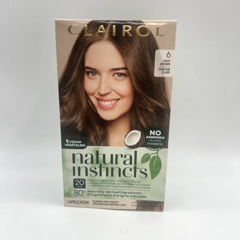 Clairol Natural Instincts Color de Cabello, 6 Marrón Claro, Paquete de 3 Todo Natural Foto 2 de 4
