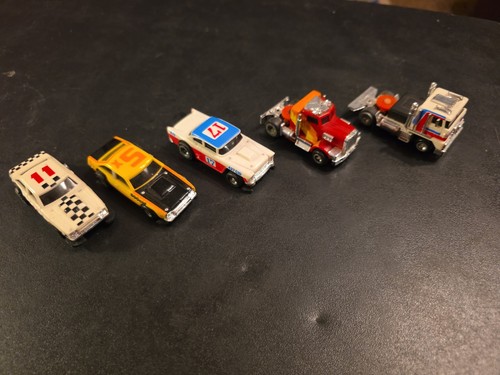 Lot Of 5 70s Era TCR Slotless Cars 2 Semis One Chevy 2 Novas  Well Loved