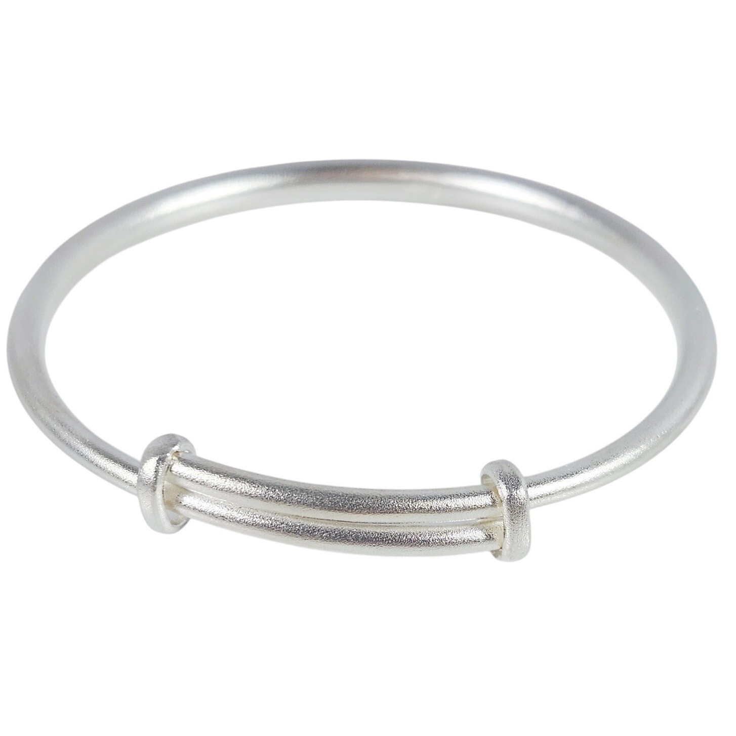 999 Silver Minimalist Smooth Solid Bangle Bracele… - image 1