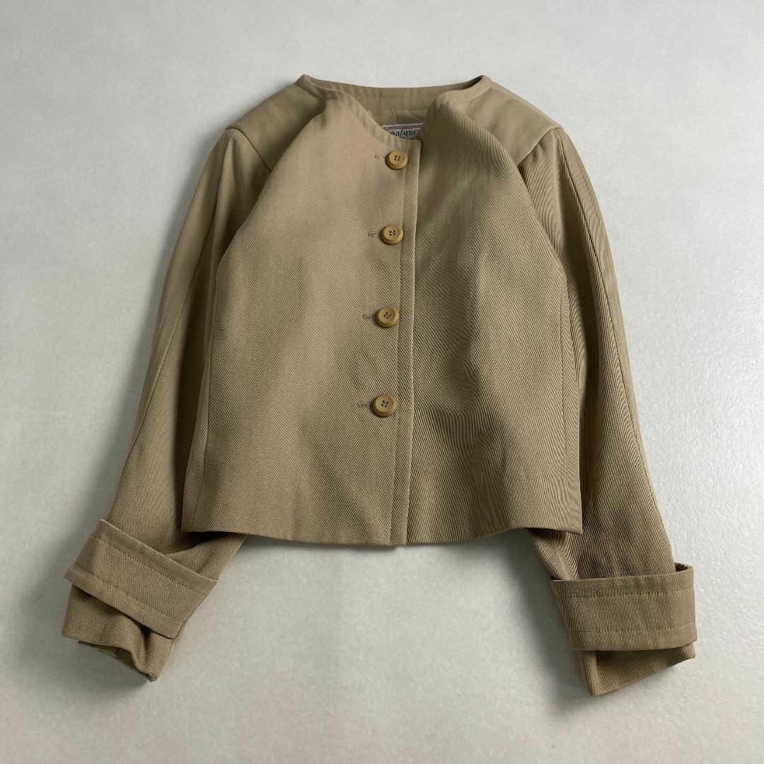 Set completo Yves Saint Laurent vintage beige senza colletto donna taglia 6