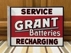 Grant Batteries Service Flange Sign Garage Double Sided Vintage Style Wall Decor