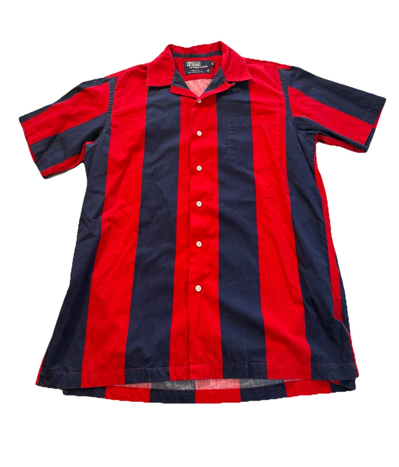 Vintage Polo Ralph Lauren Shirt Button Up Striped Red Blue Men’s Small USA