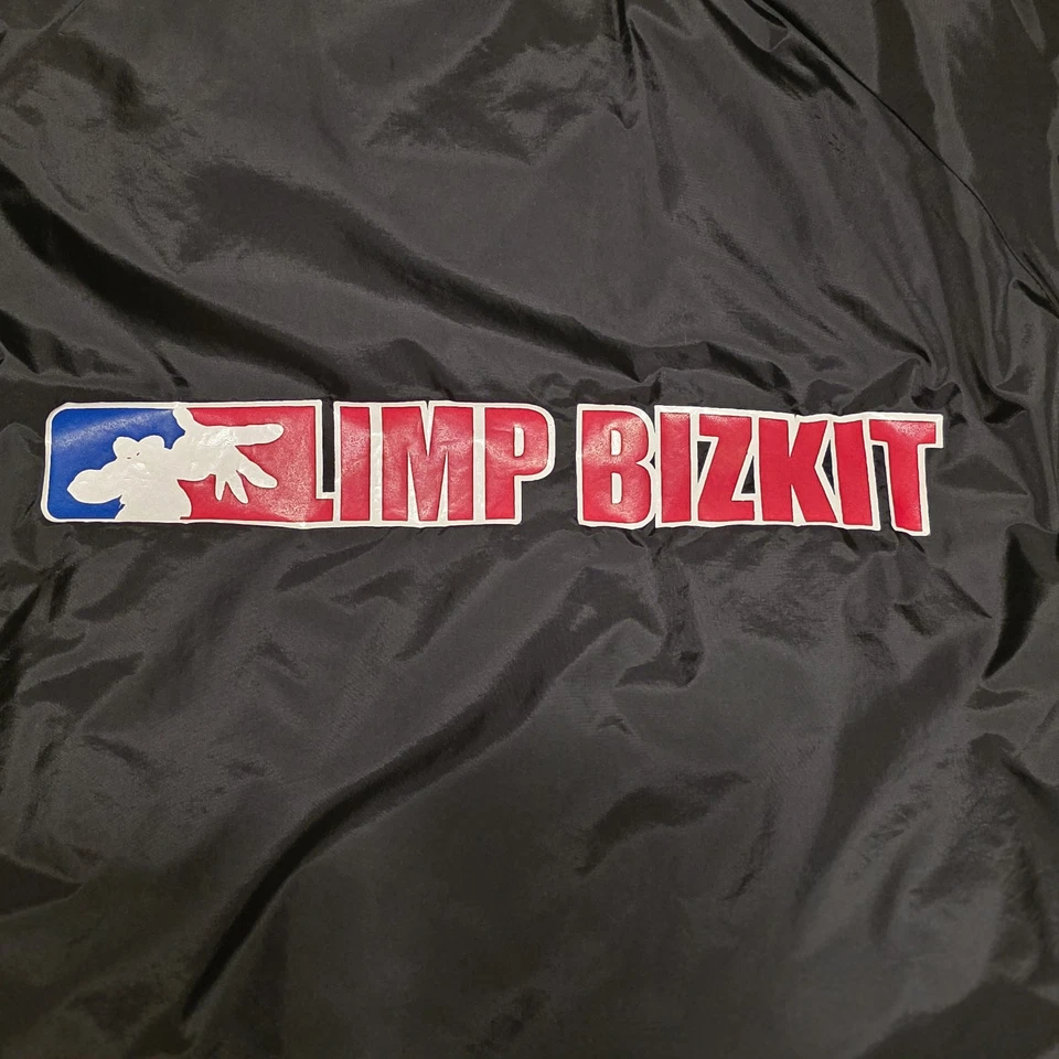 Vtg Limp Bizkit Black Giant Lightweight Coach Button Jacket Windbreaker Size XL - Image 2 of 3