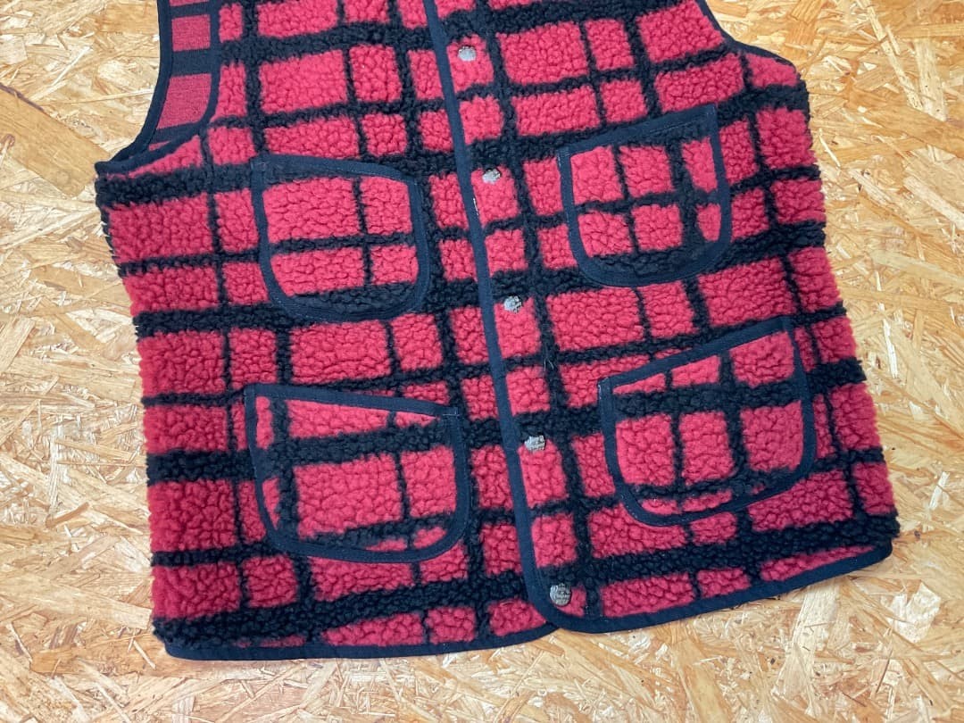 RRL Ralph Lauren Wool Blend Fleece Plaid Vest Check Size S Men's