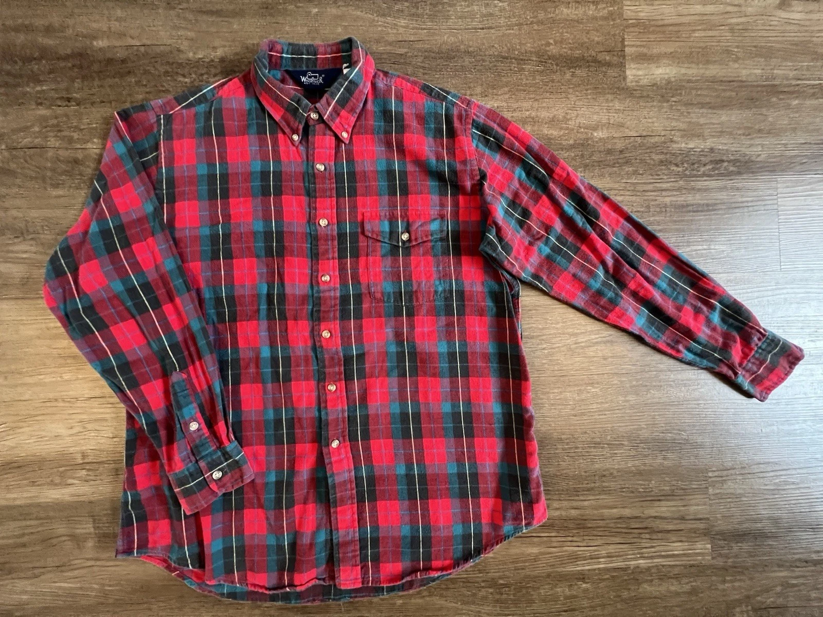 VTG Woolrich Mens Flannel Shirt X-large Red Green Plaid Button Up Outdoor C41